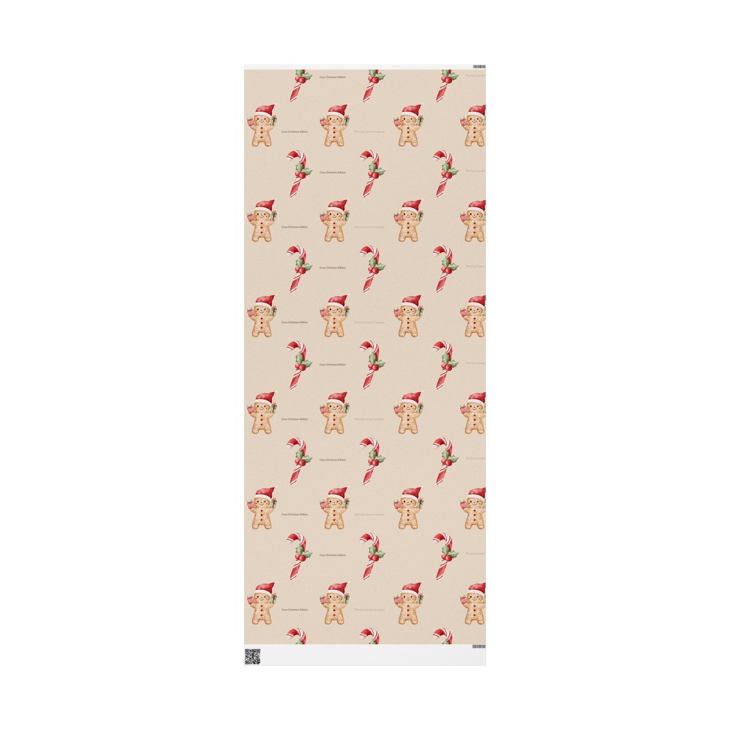 Cozy Christmas Edition Wrapping Paper – Gingerbread & Candy Cane Gift Wrap | Holiday Cozy Corner Collection