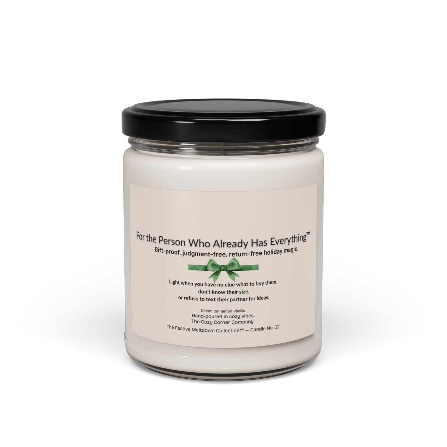 Checked Twice, Still Stumped™ – Festive Soy Candle (Cinnamon Vanilla)