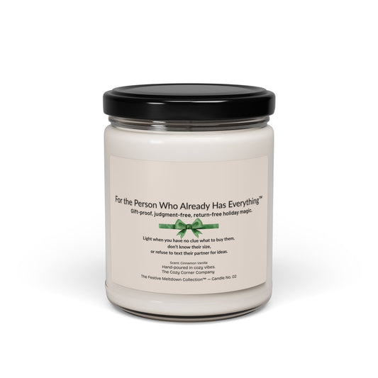 Checked Twice, Still Stumped™ – Festive Soy Candle (Cinnamon Vanilla)