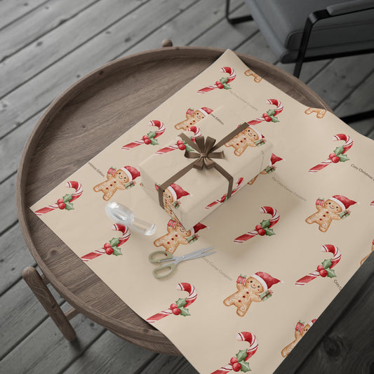 Cozy Christmas Edition Wrapping Paper – Gingerbread & Candy Cane Gift Wrap | Holiday Cozy Corner Collection