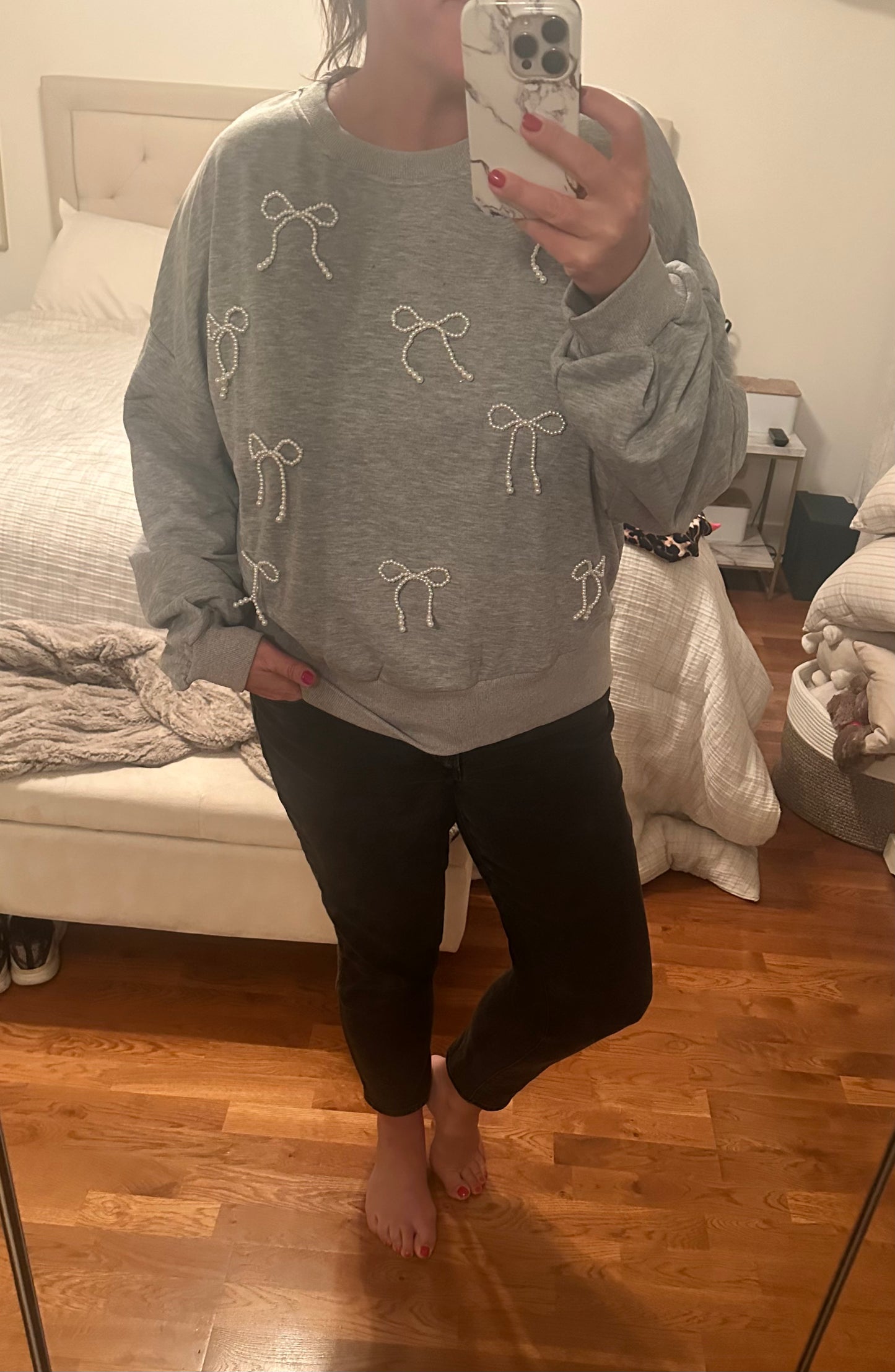 Pearl Kissed Bow Pullover